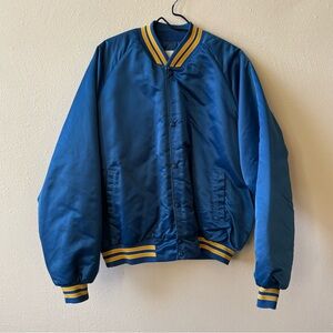 Vintage blue Varsity Jacket with Yellow Accents